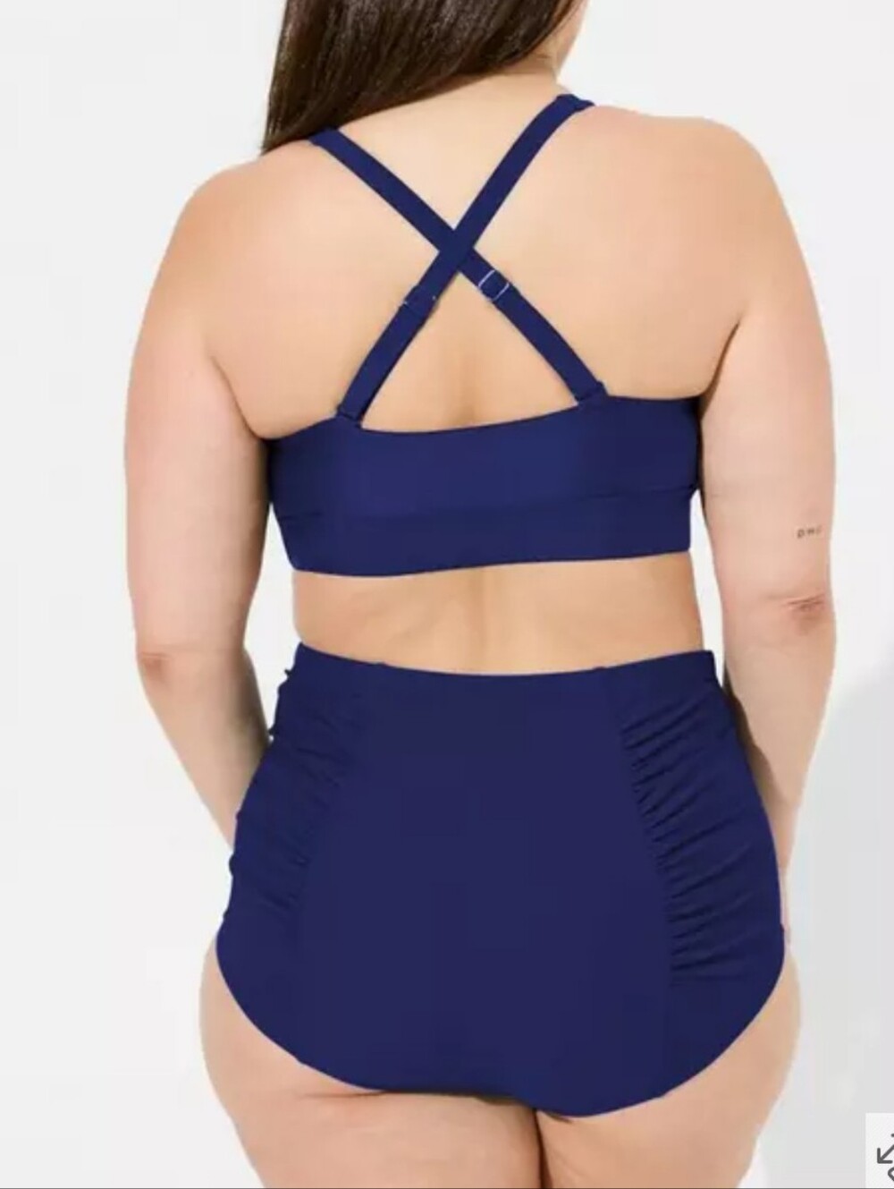 Torrid High-Waist Ruched Bikini Bottom - Navy - Picture 3 of 5